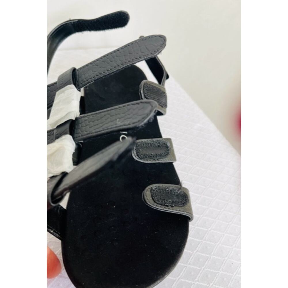 Vionic Amber Adjustable Sandal Black Flat Strappy… - image 6